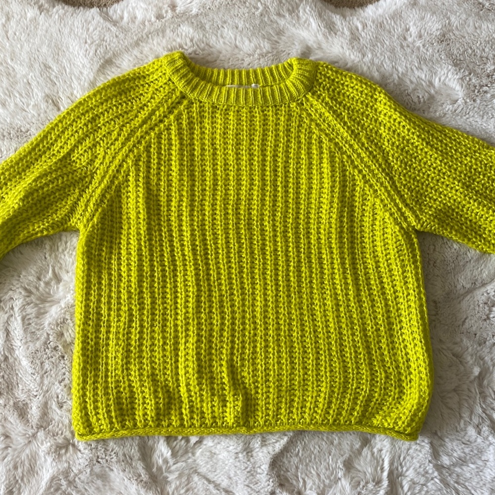 Bright yellow green sweater by RD style.